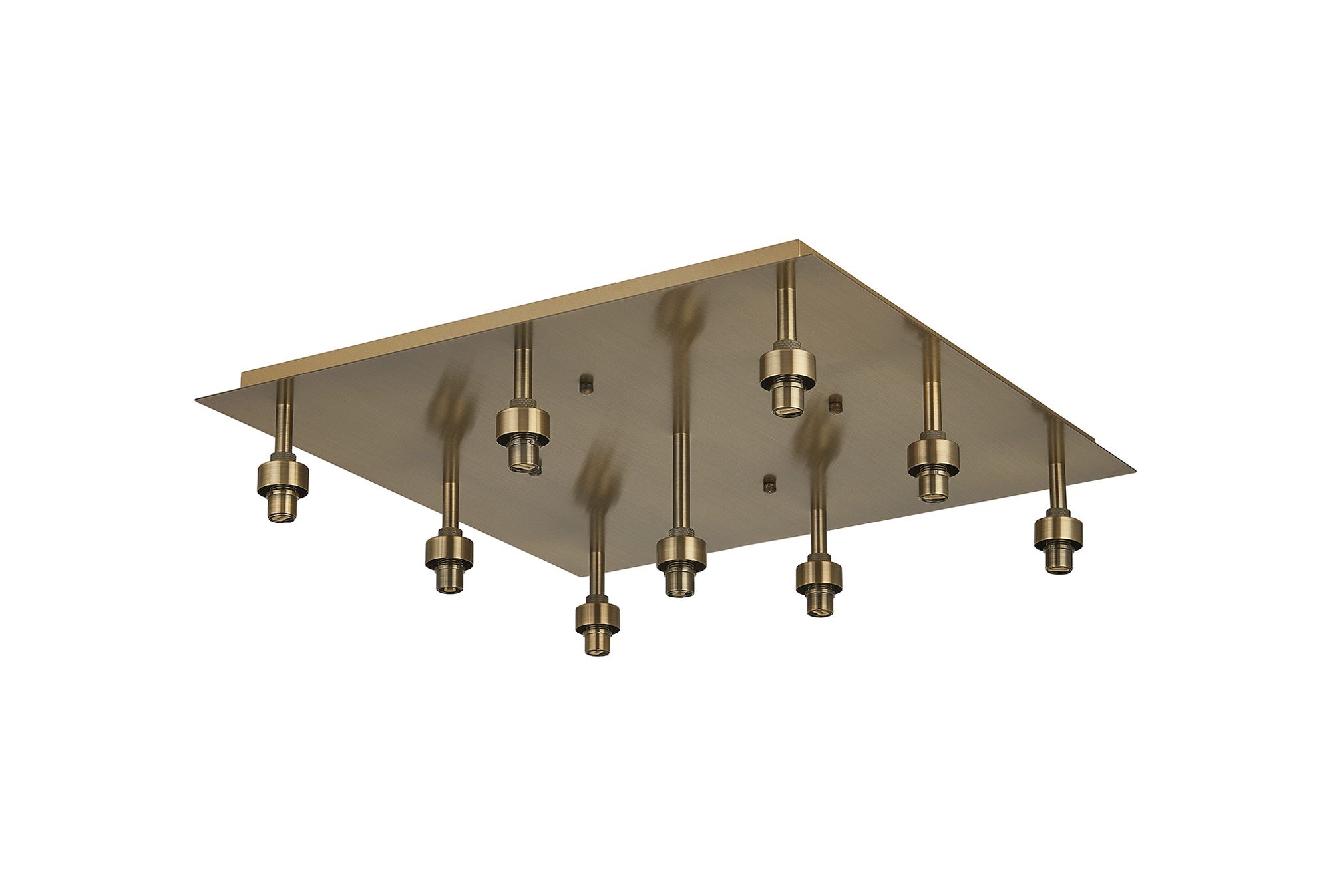 Penton Antique Brass Square 9 Light G9 Universal Flush Light (FRAME ONLY), For A Vast Range Of Glass Shades