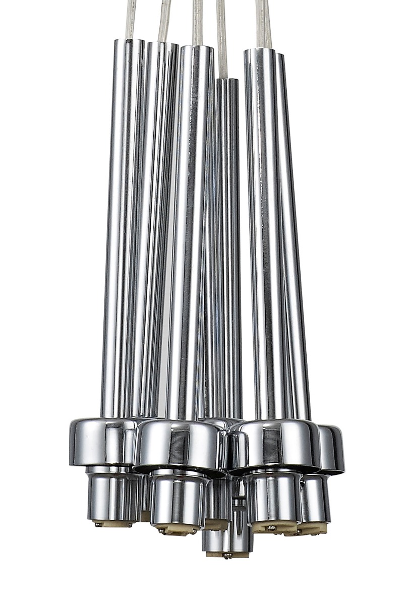 Penton 36cm Cluster Pendant 1.5m, 7 x G9, Polished Chrome/Smoke/Frosted Type D Shade