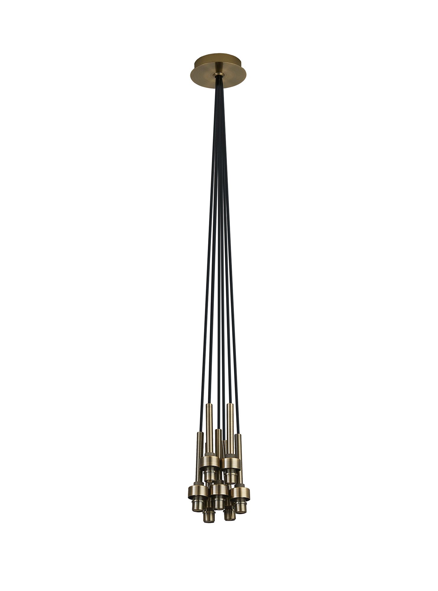 Penton 15cm Antique Brass 7 Light G9 Universal 1.5m Cluster Pendant (FRAME ONLY), For A Vast Range Of Glass Shades