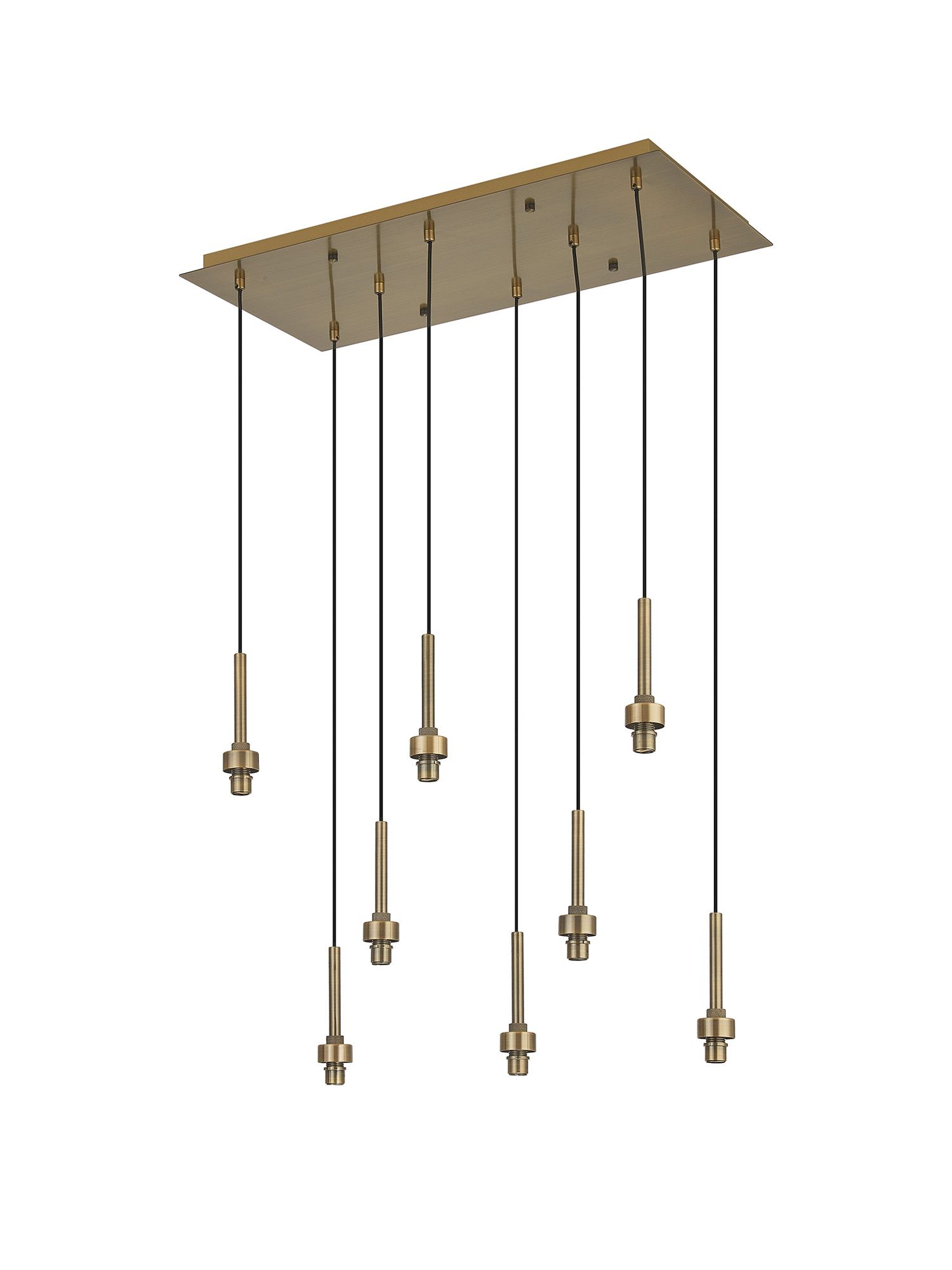 Penton Antique Brass 8 Light G9 Universal 2m Drop Rectangle Multiple Pendant (FRAME ONLY), For A Vast Range Of Glass Shades