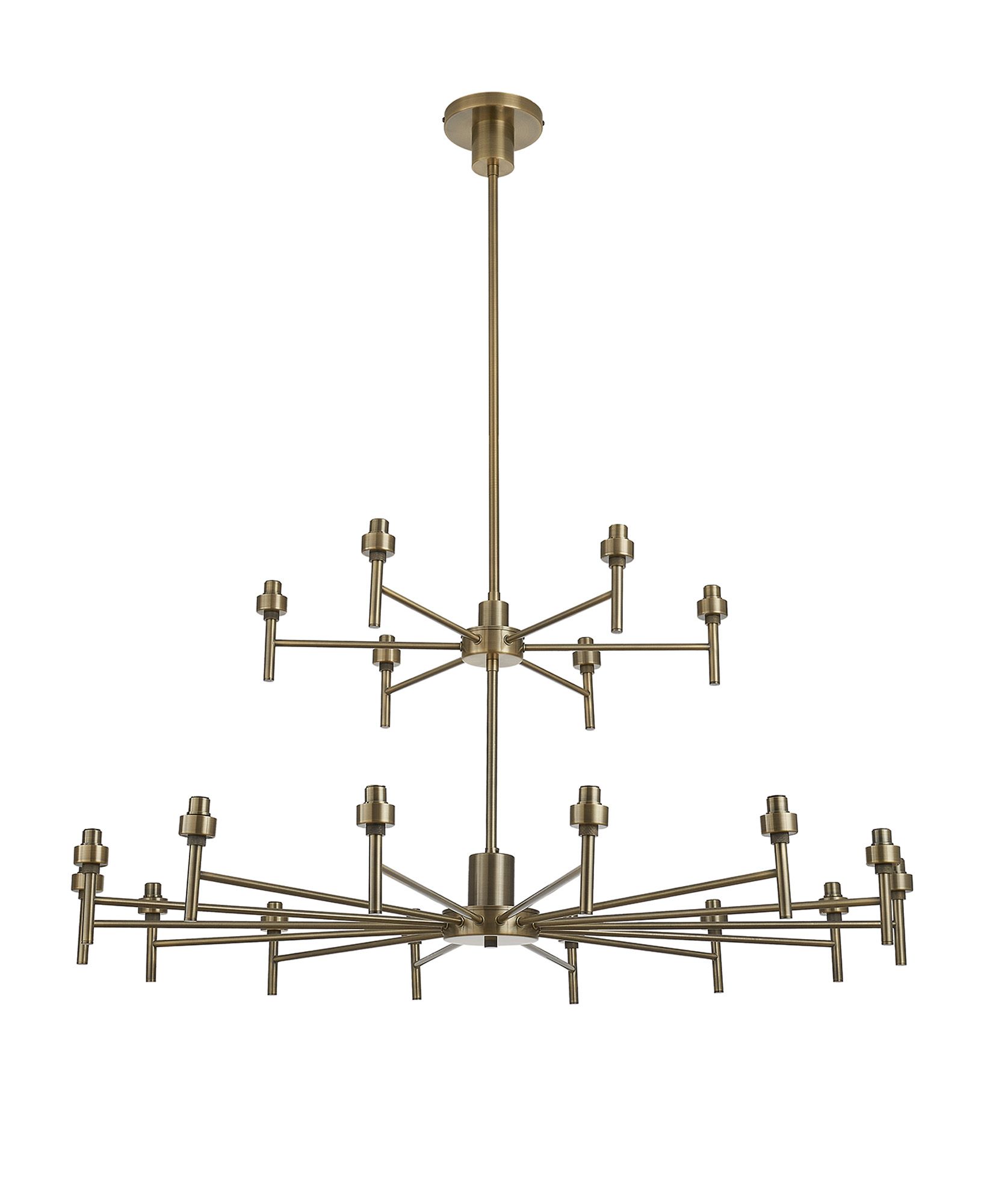 Penton 105cm Antique Brass 20 Light G9 Universal Telescopic 2-Tier (FRAME ONLY), For A Vast Range Of Glass Shades