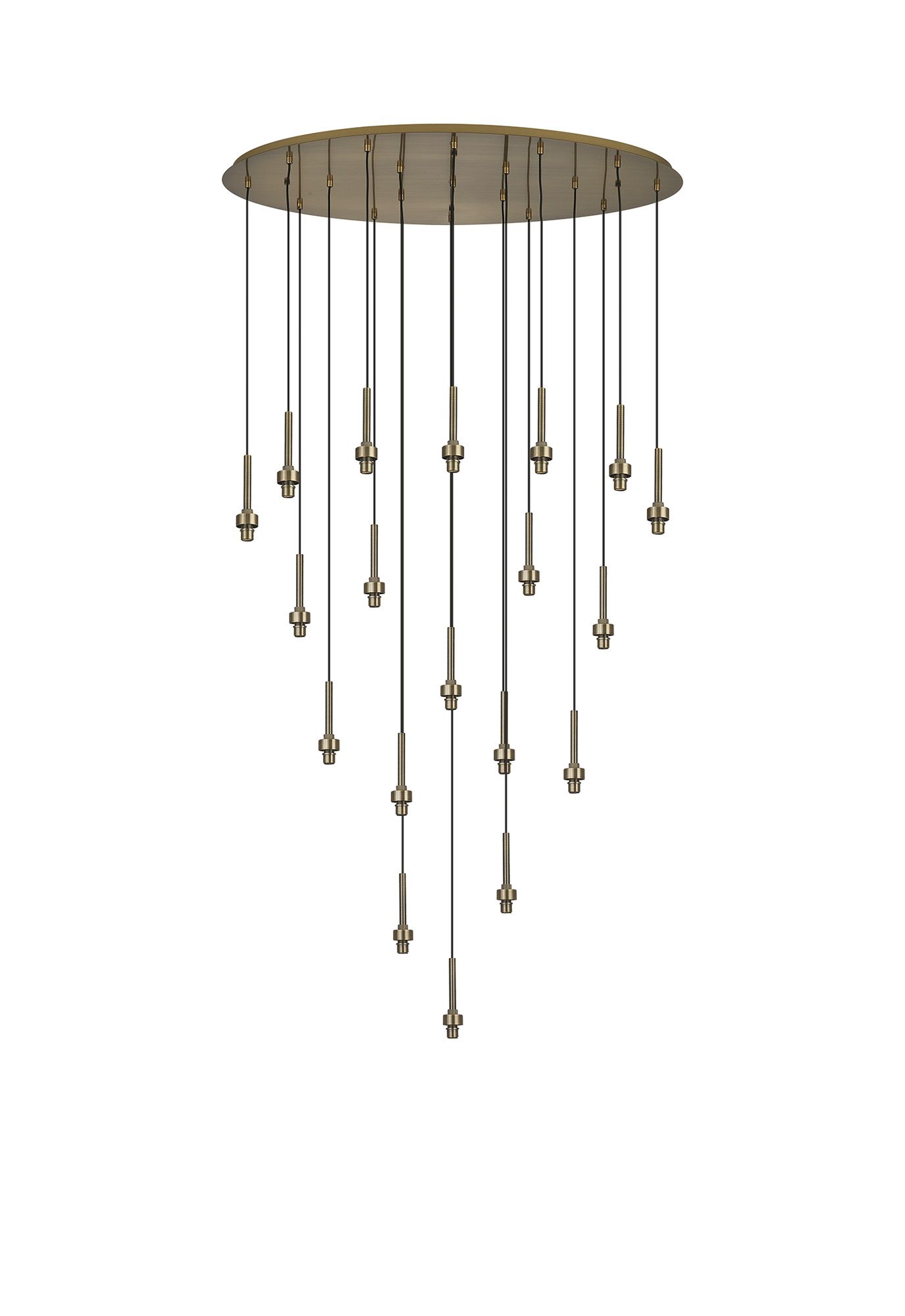 Penton Antique Brass 19 Light G9 Universal 2m Drop Oval Multiple Pendant (FRAME ONLY), For A Vast Range Of Glass Shades