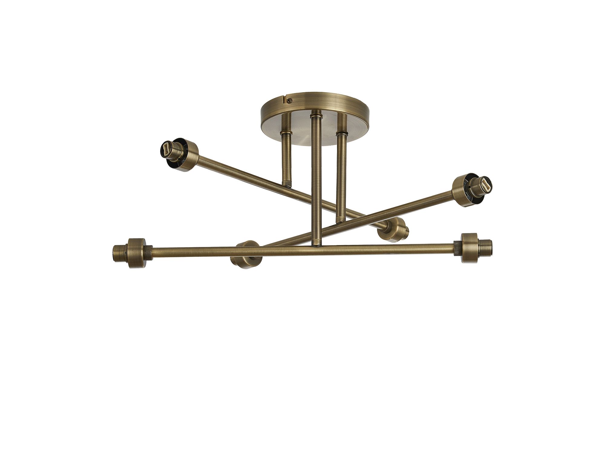 Penton 52cm Antique Brass 6 Light G9 Universal Crossed Arm Semi Flush Light (FRAME ONLY), For A Vast Range Of Glass Shades