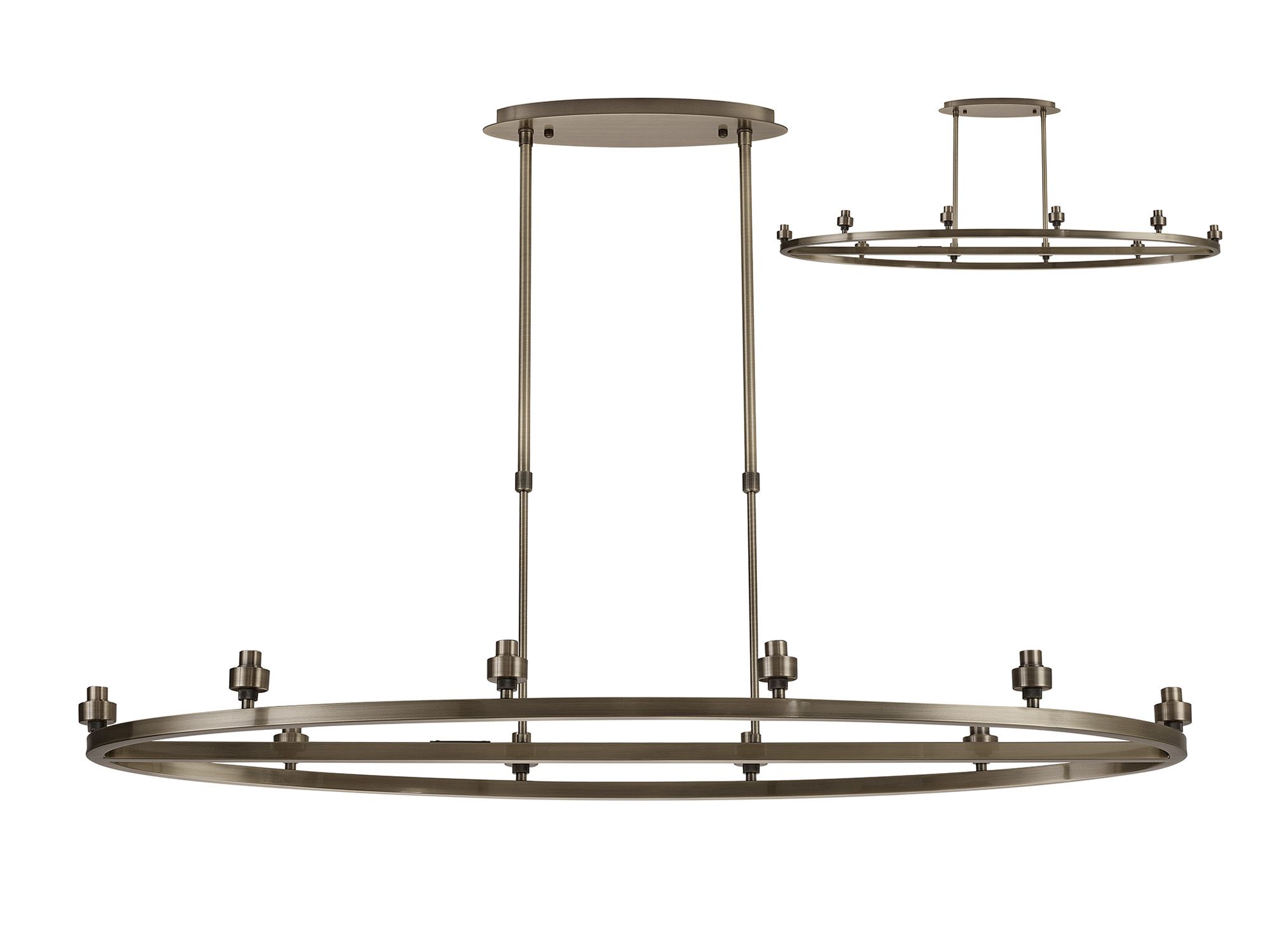 Penton Antique Brass 10 Light Oval G9 Universal Cartwheel Telescopic Light (FRAME ONLY), For A Vast Range Of Glass Shades