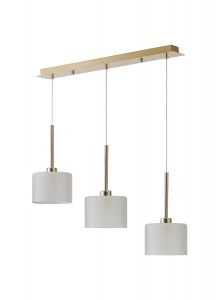 Penton Linear Pendant 2m, 3 x G9, French Gold/Frosted Type C Shade