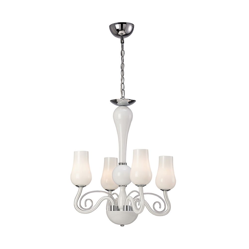 Perris Pendant 4 Light G9 Polished Chrome/Glass/White (Item is Not Suitable For Mail Order Sales, COLLECTION ONLY)