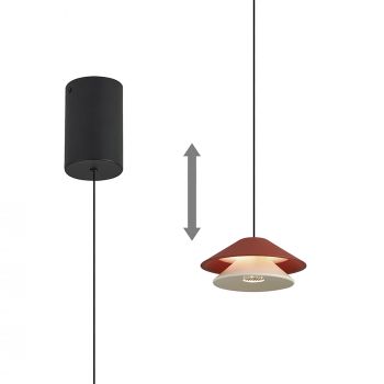 Piccola 13cm Rise & Fall Pendant, 5W LED, 3000K, 550lm, Orange, 3yrs Warranty
