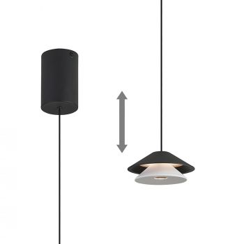 Piccola 13cm Rise & Fall Pendant, 5W LED, 3000K, 550lm, Black, 3yrs Warranty