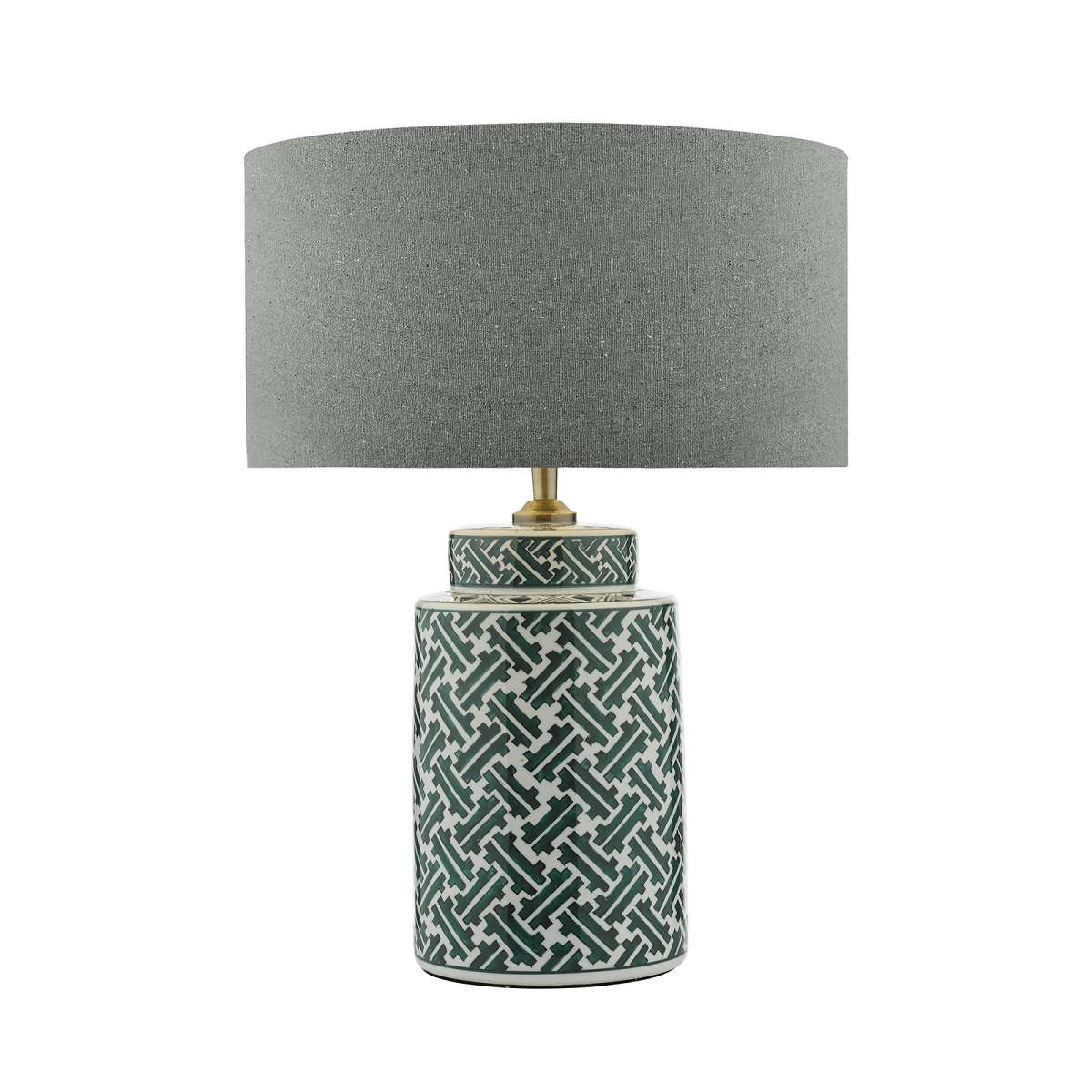 Tisana 1 Light E27 Green & Blue Print Ceramic Table Lamp With Inline Switch C/W Tepache Leyenda Punk 35cm Armario Shade
