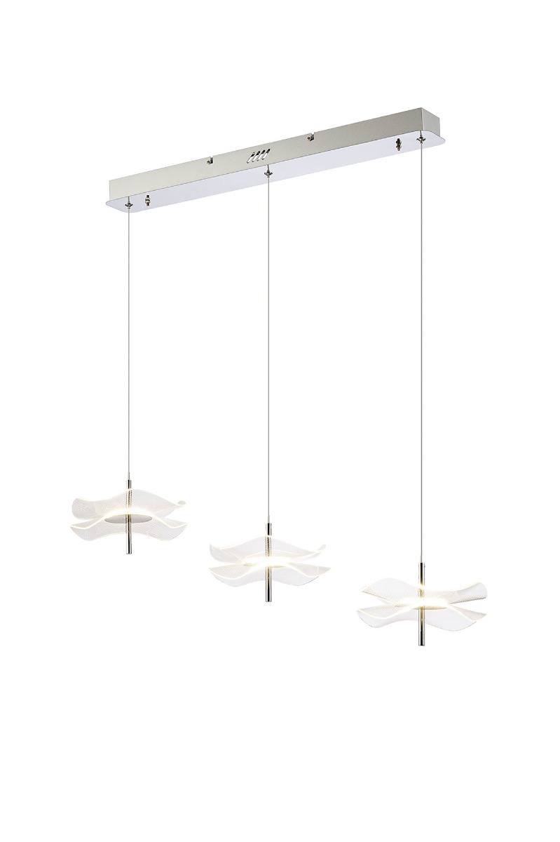 Reez Linear Pendant, 3 x 6W LED, 4000K, 1500lm, Polished Chrome, 3yrs Warranty