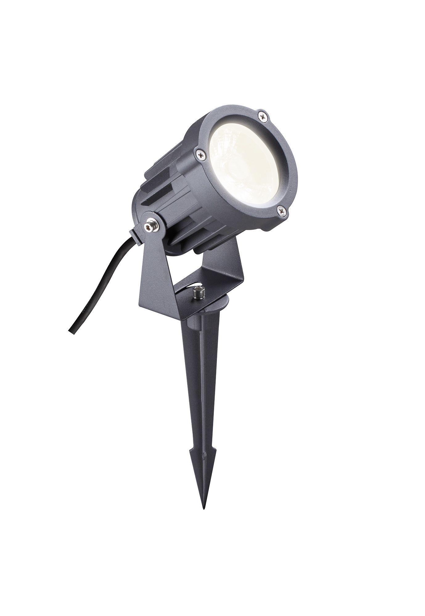 Rex Spike/Wall Light, 1 x 15W LED, 3000K, 1050lm, 30 Degree, IP65, c/w 2m Cable, Grey/Black, 3yrs Warranty