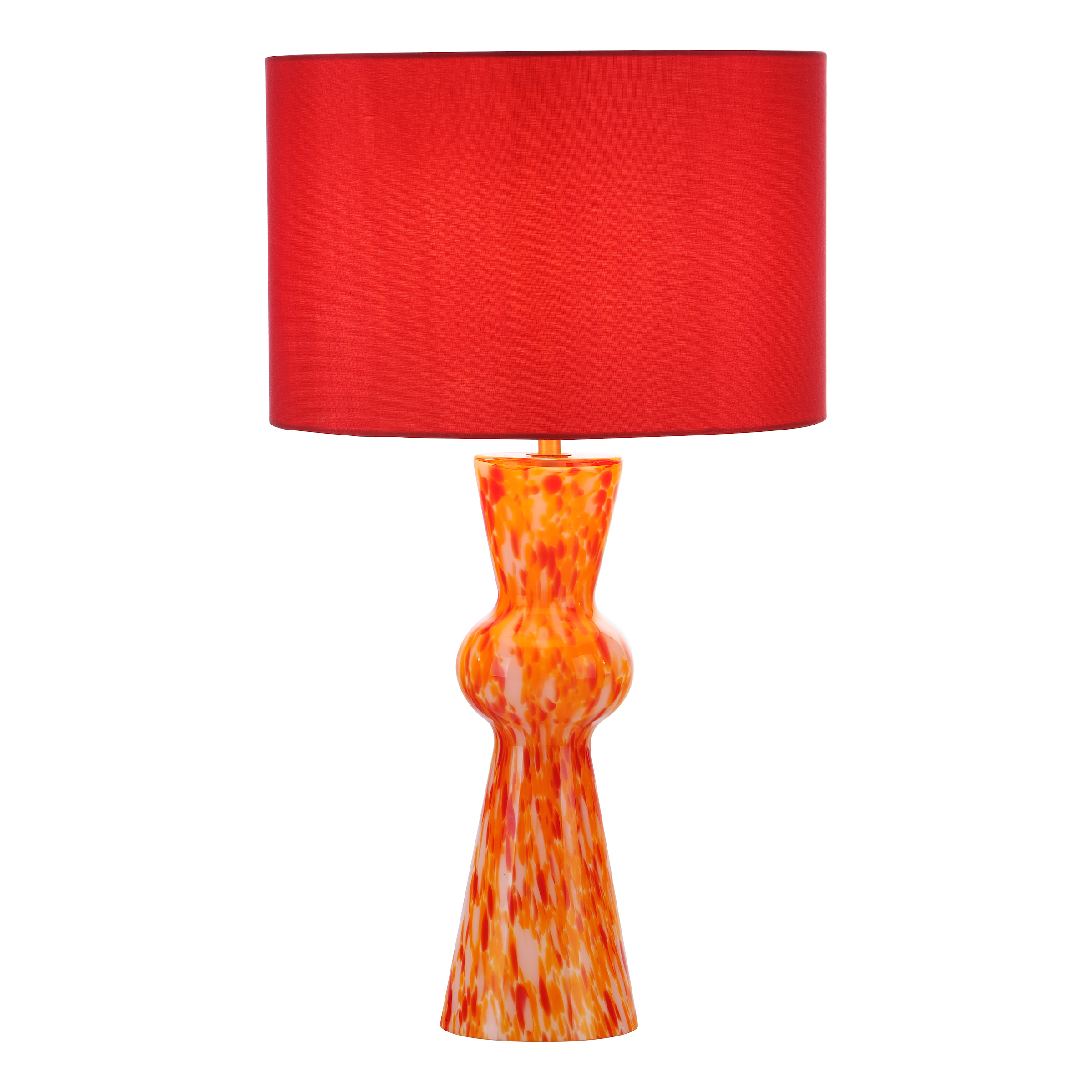 Salvia 1 Light E14 Red Confetti Hand Blown Glass Base With Inline Switch C/W Red Cotton 30cm Shade