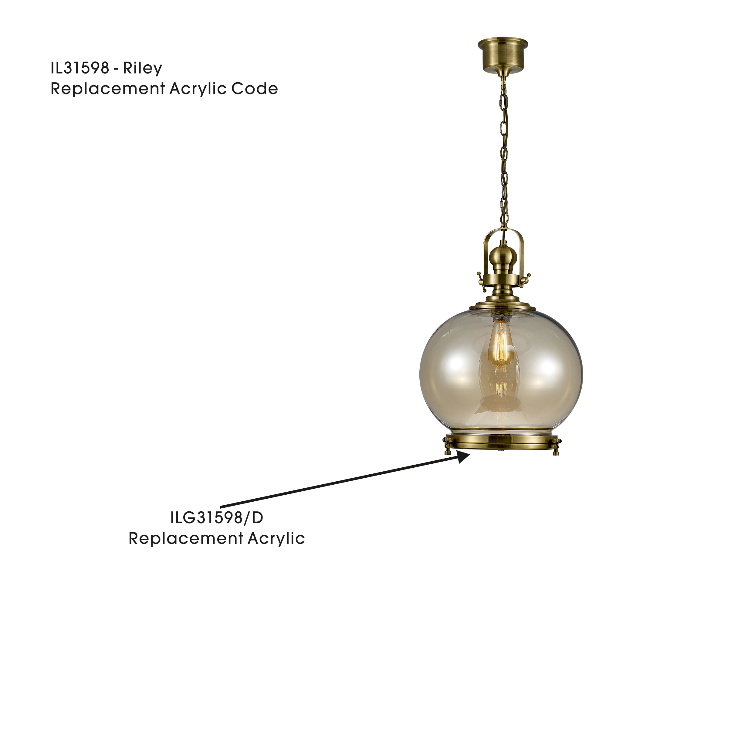 Riley Ribbed Replacement Acrylic Diffuser For IL31598