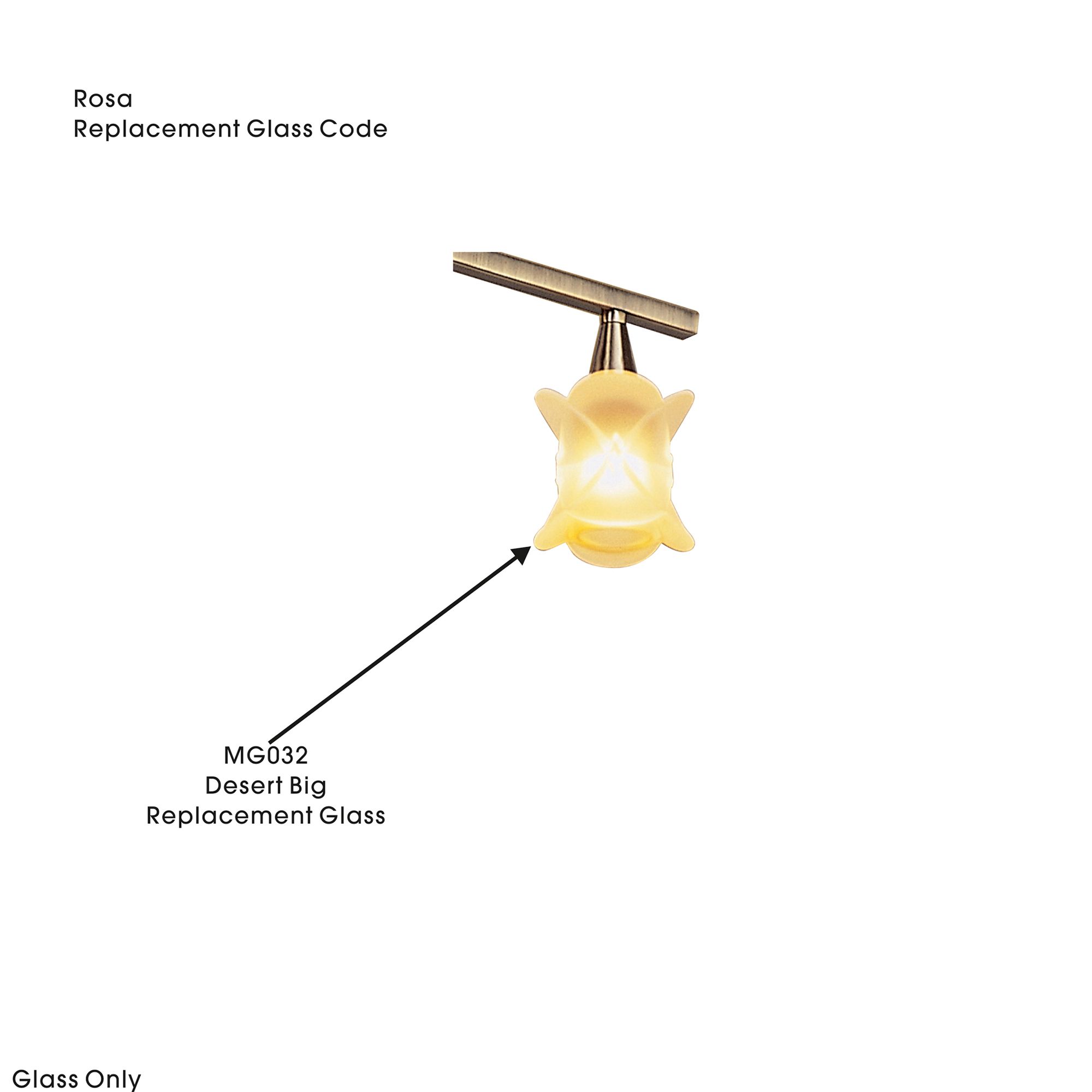 Rose Desert Big Inside Replacement Glass Amber