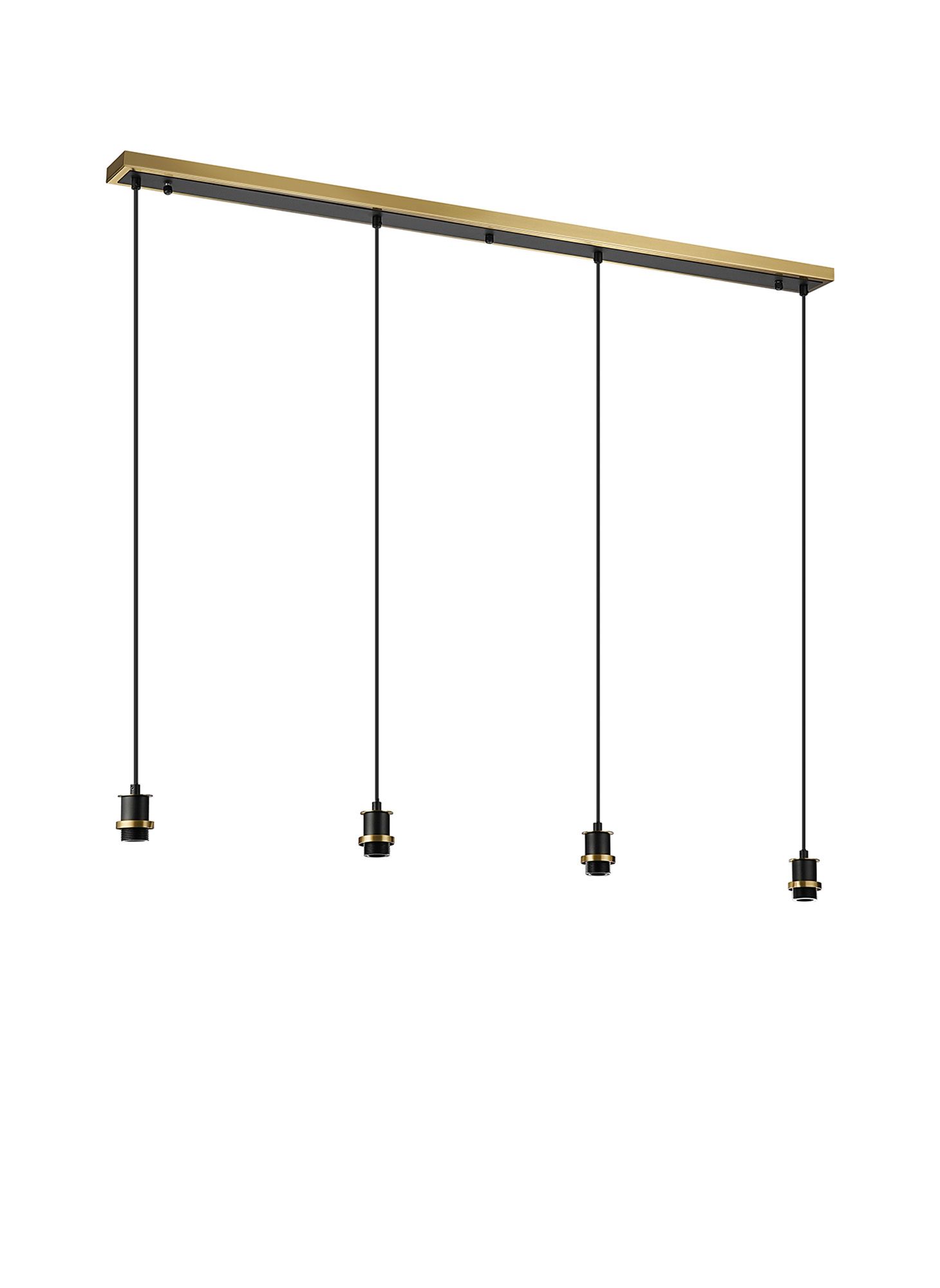 Jestero 1.3m Linear Suspension (FRAME ONLY), 4 Light E14, Brass / Satin Black