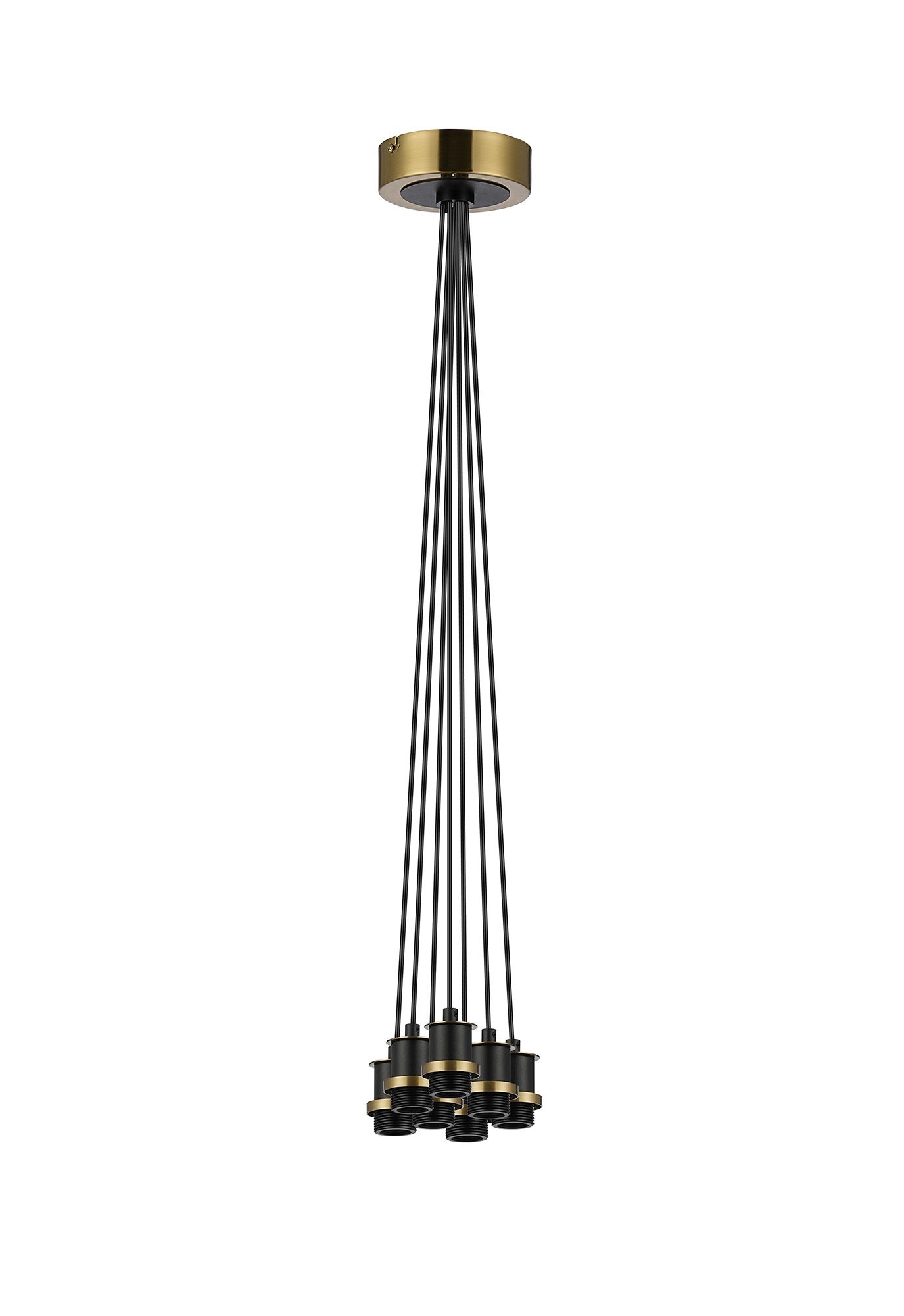 Jestero 18cm Round Cluster Suspension (FRAME ONLY), 7 Light E14, Brass / Satin Black