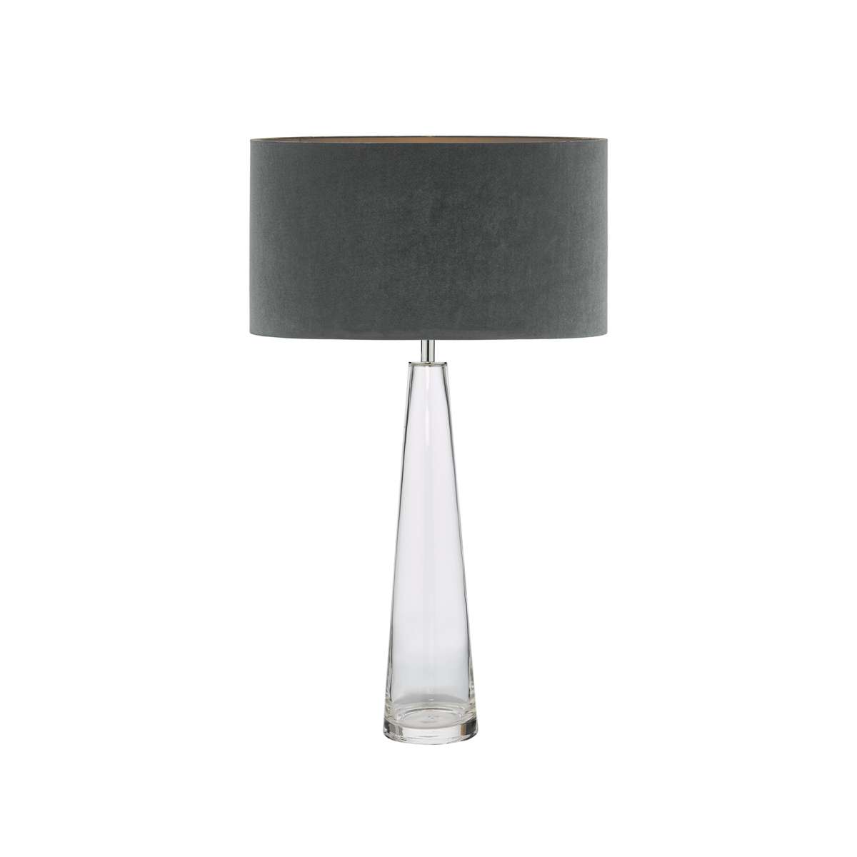 Alcachofa 1 Light E27 Clear Glass Table Lamp With Inline Switch C/W Óleo Leyenda Velvet Armario Shade With Self Coloured Cotton Lining