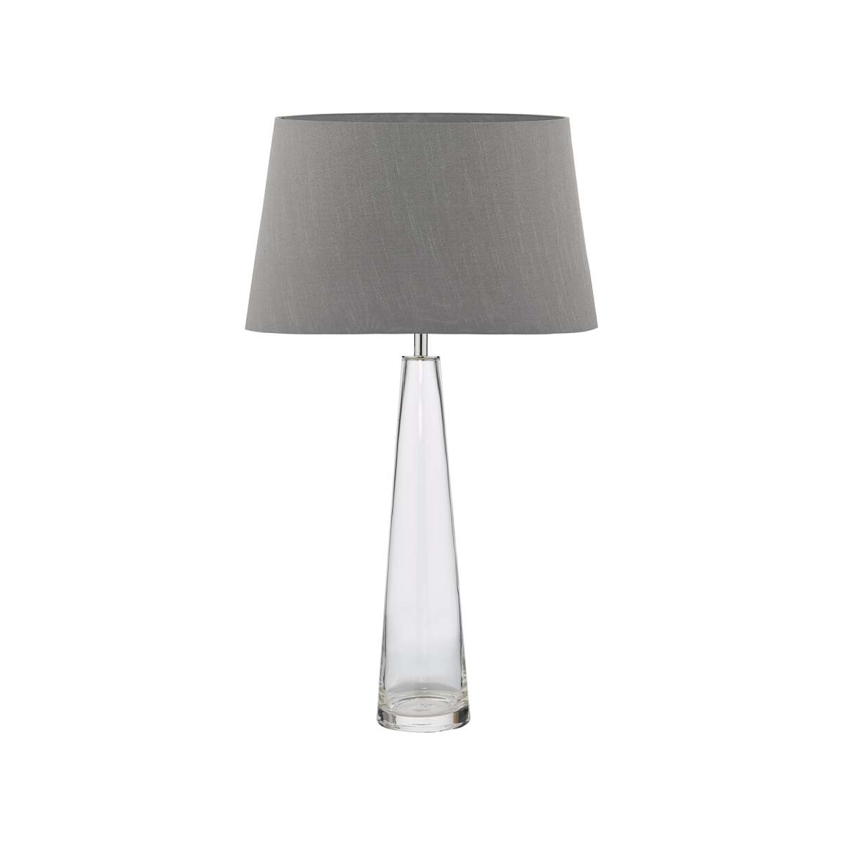 Alcachofa 1 Light E27 Clear Glass Table Lamp With Inline Switch C/W Fuego Leyenda Faux Silk Tapered 35cm Armario Shade