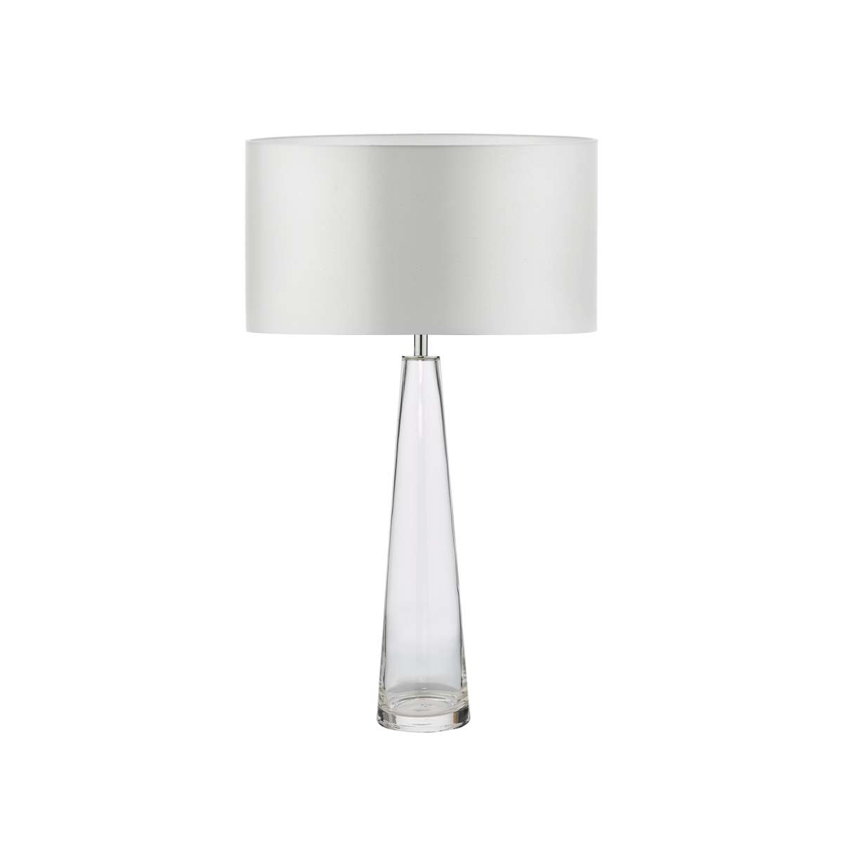 Alcachofa 1 Light E27 Clear Glass Table Lamp With Inline Switch C/W Danza Conocimiento Faux Silk 35cm Armario Shade