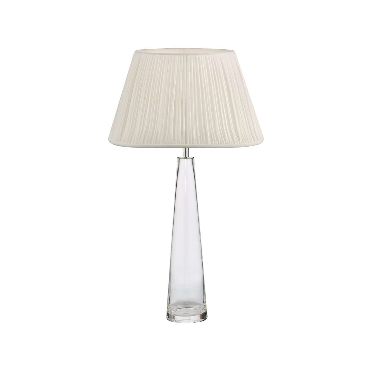 Alcachofa 1 Light E27 Clear Glass Table Lamp With Inline Switch C/W Chirimoya Conocimiento Faux Silk Pleated 35cm Shade
