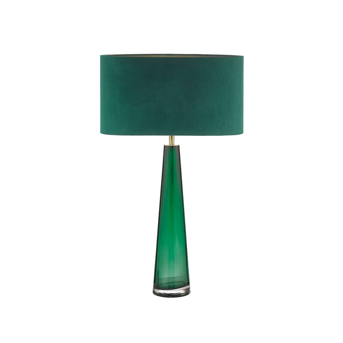 Alcachofa 1 Light E27 Green Glass Table Lamp With Inline Switch C/W Óleo Green Velvet Armario Shade With Self Coloured Cotton Lining