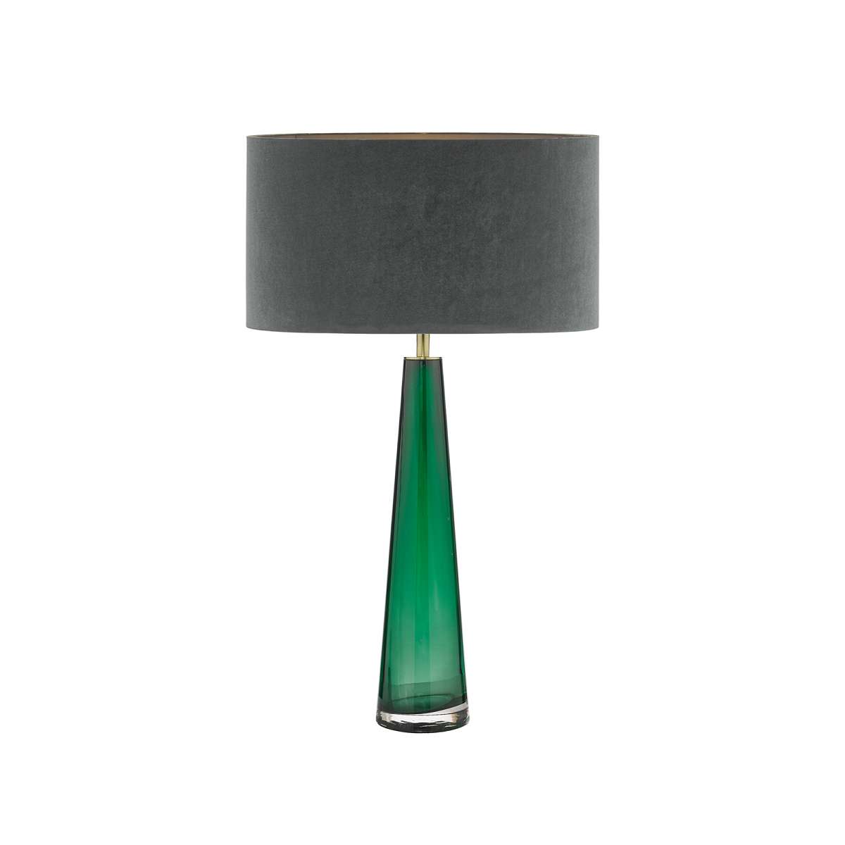 Alcachofa 1 Light E27 Green Glass Table Lamp With Inline Switch C/W Óleo Leyenda Velvet Armario Shade With Self Coloured Cotton Lining
