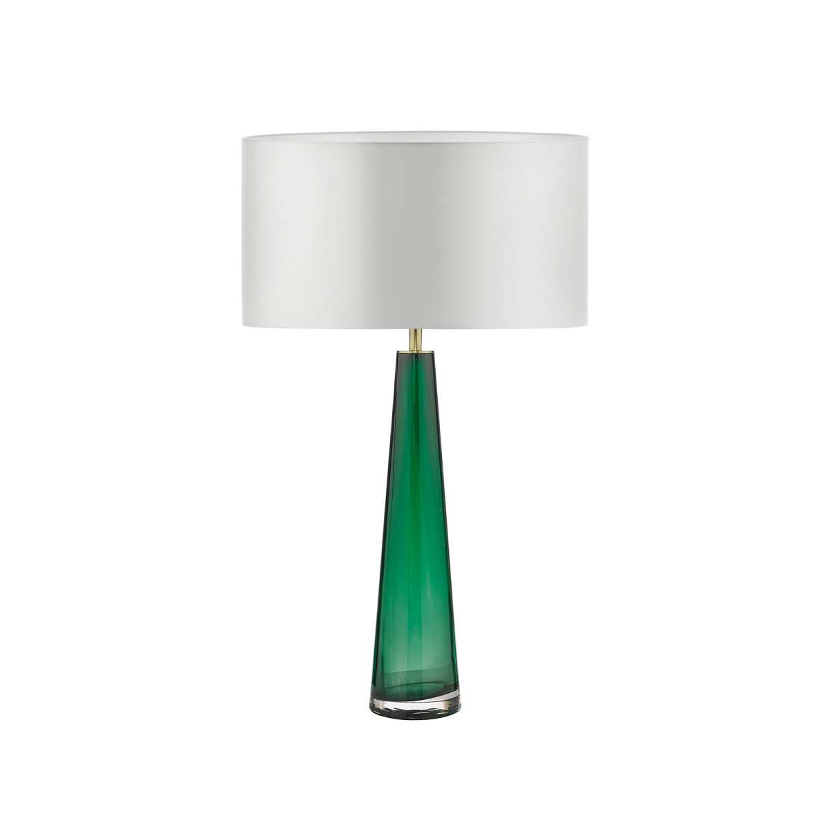 Alcachofa 1 Light E27 Green Glass Table Lamp With Inline Switch C/W Danza Conocimiento Faux Silk 35cm Armario Shade