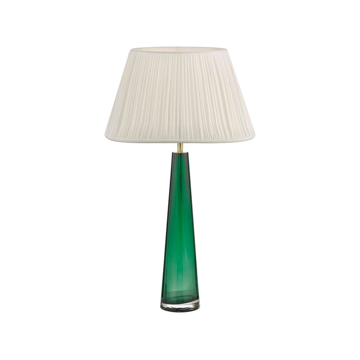 Alcachofa 1 Light E27 Green Glass Table Lamp With Inline Switch C/W Chirimoya Conocimiento Faux Silk Pleated 35cm Shade