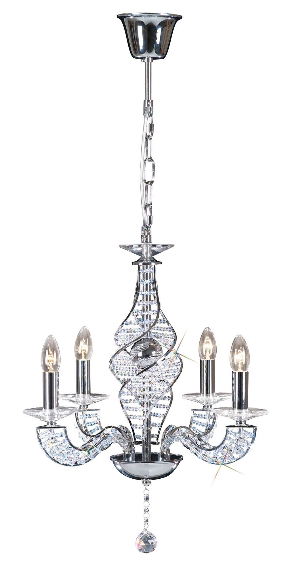 Santo 52cm Pendant 4 Light E14 Polished Chrome/Crystal