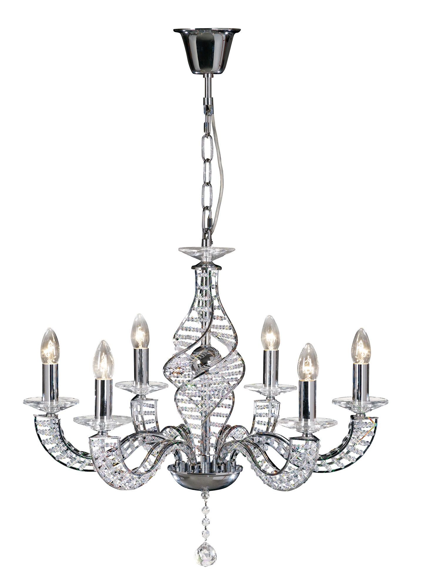 Santo 66cm Pendant 6 Light E14 Polished Chrome/Crystal