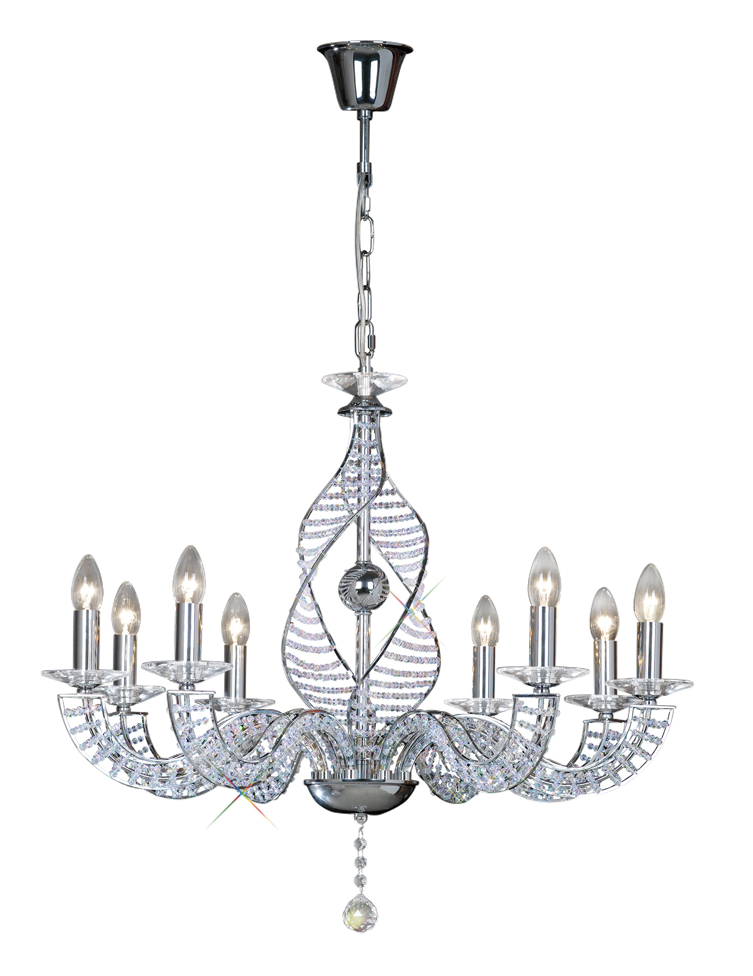 Santo 78cm Pendant 8 Light E14 Polished Chrome/Crystal