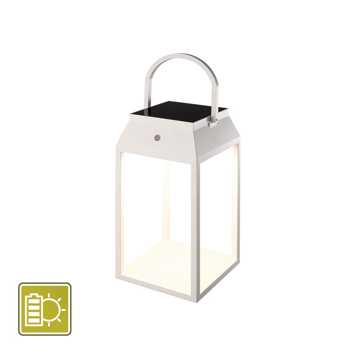 Sapporo Large Solar Rechargeable Battery Operated Lantern, 3W LED, 3000K, 238lm, IP54, White, 3yrs Warranty