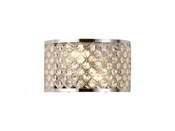 Sasha 2 Light E14, Wall Light, Polished Chrome With Crystal Glass