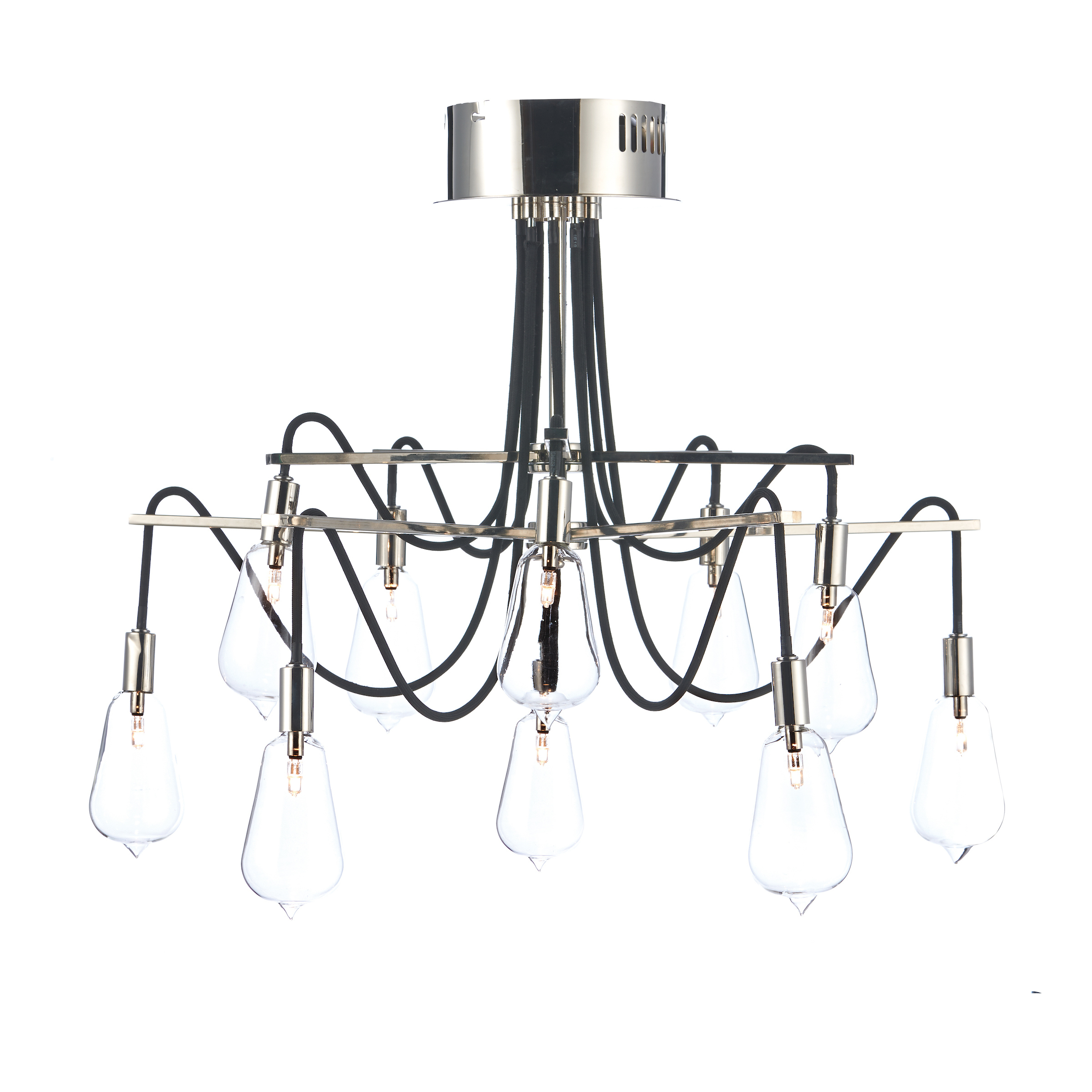 Berro 10 Light Semi Flush Nickel/Clear Glass Finish