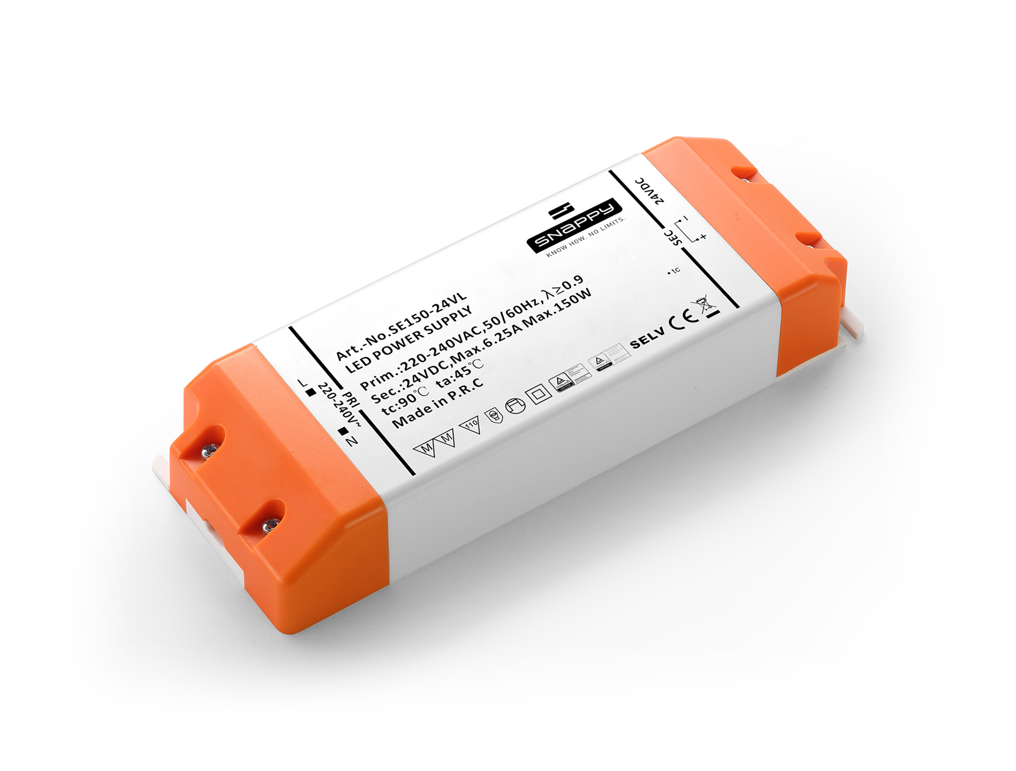 SE, 150W, Constant Voltage Non Dimmable PC LED Driver, 24VDC, IP20, Screw Connection, 3yrs Warranty.