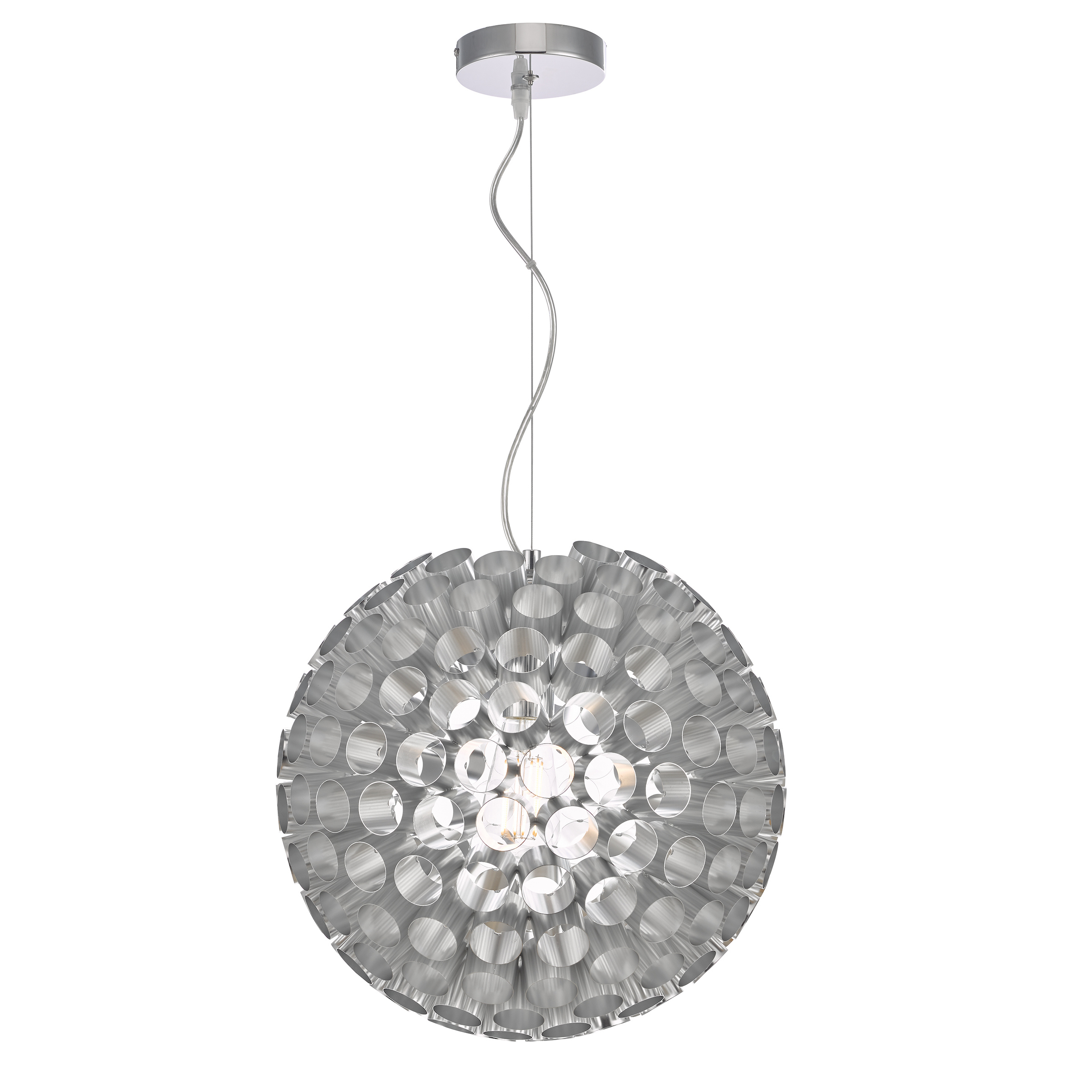 Brócoli 1 Light E27 Brushed Chrome Adjustable Circular Pendant