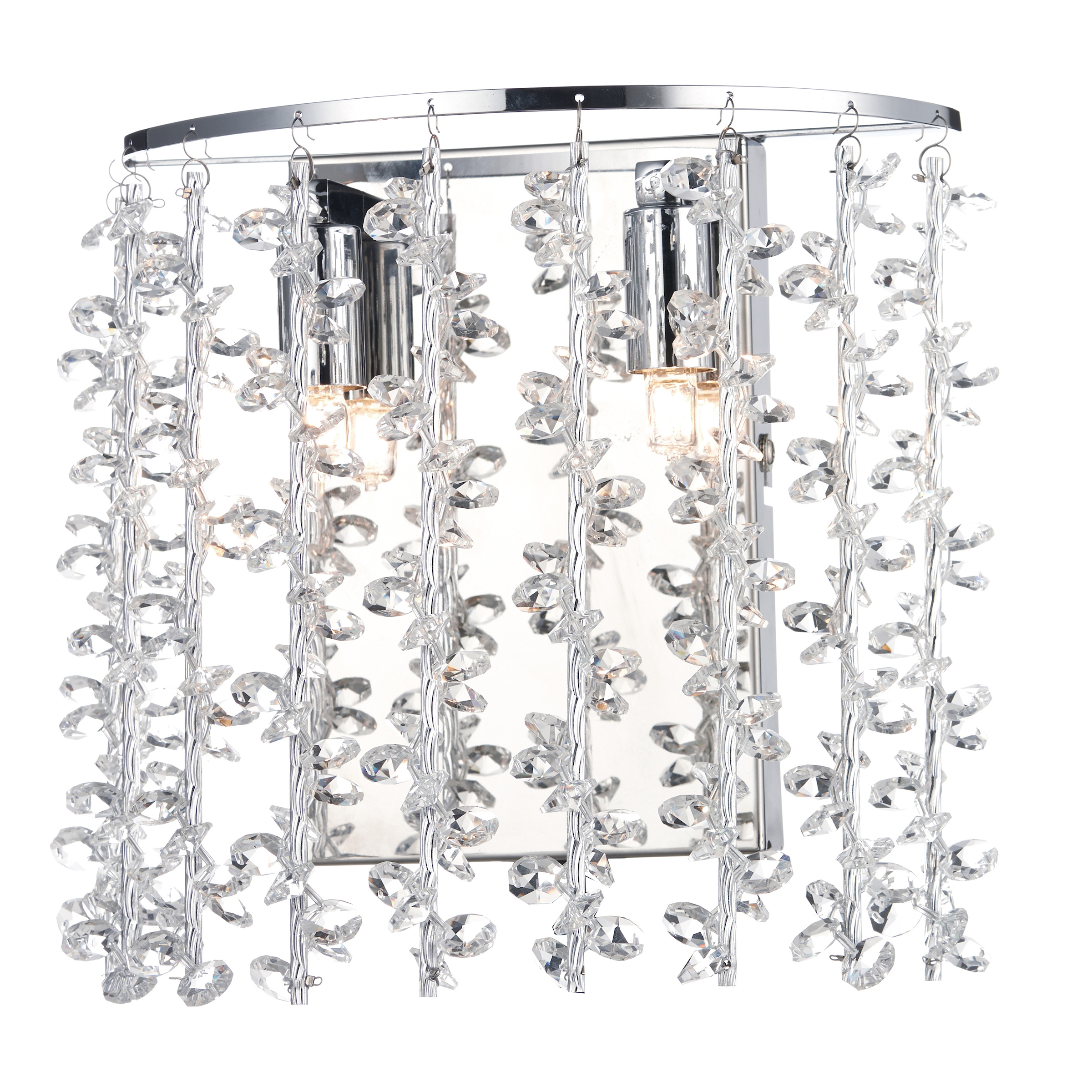 Berza Double Wall Light Crystal/Polished Chrome Finish Switched