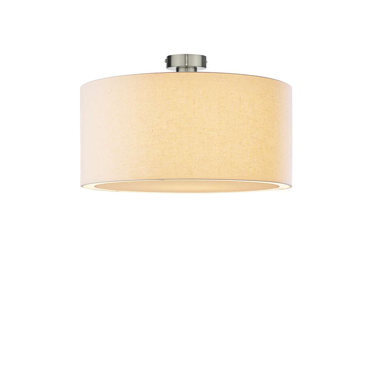 Edie 1 Light E27 Antique Chrome Semi Flush C/W Cream Linen Shade & Matching Fabric Diffuser