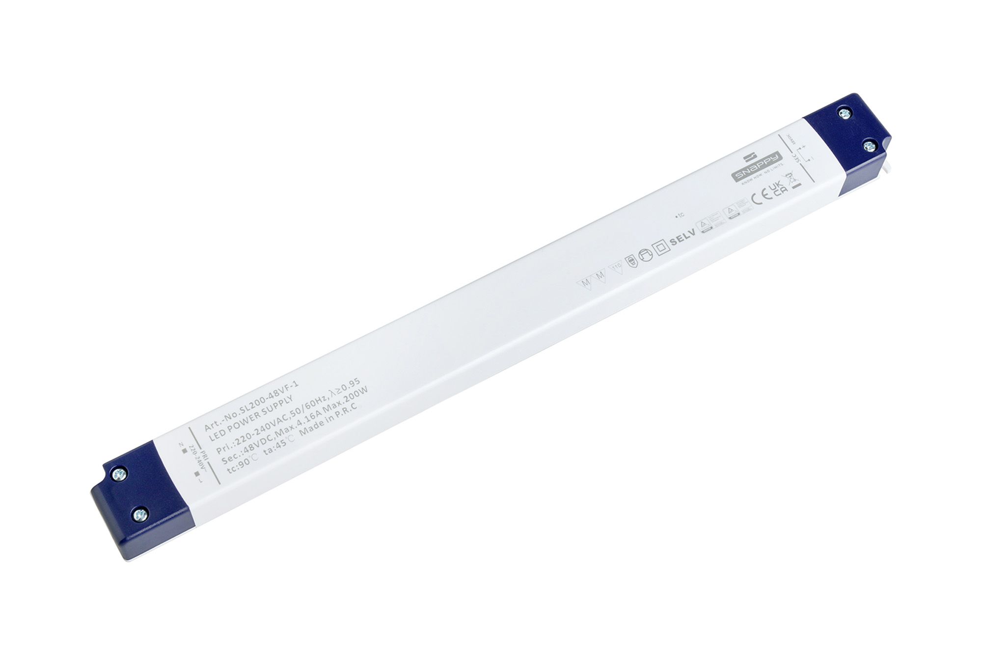 SL, 200W, Constant Voltage Non Dimmable PC LED Driver,48VDC, IP20, Screw Connection, 3yrs Warranty.