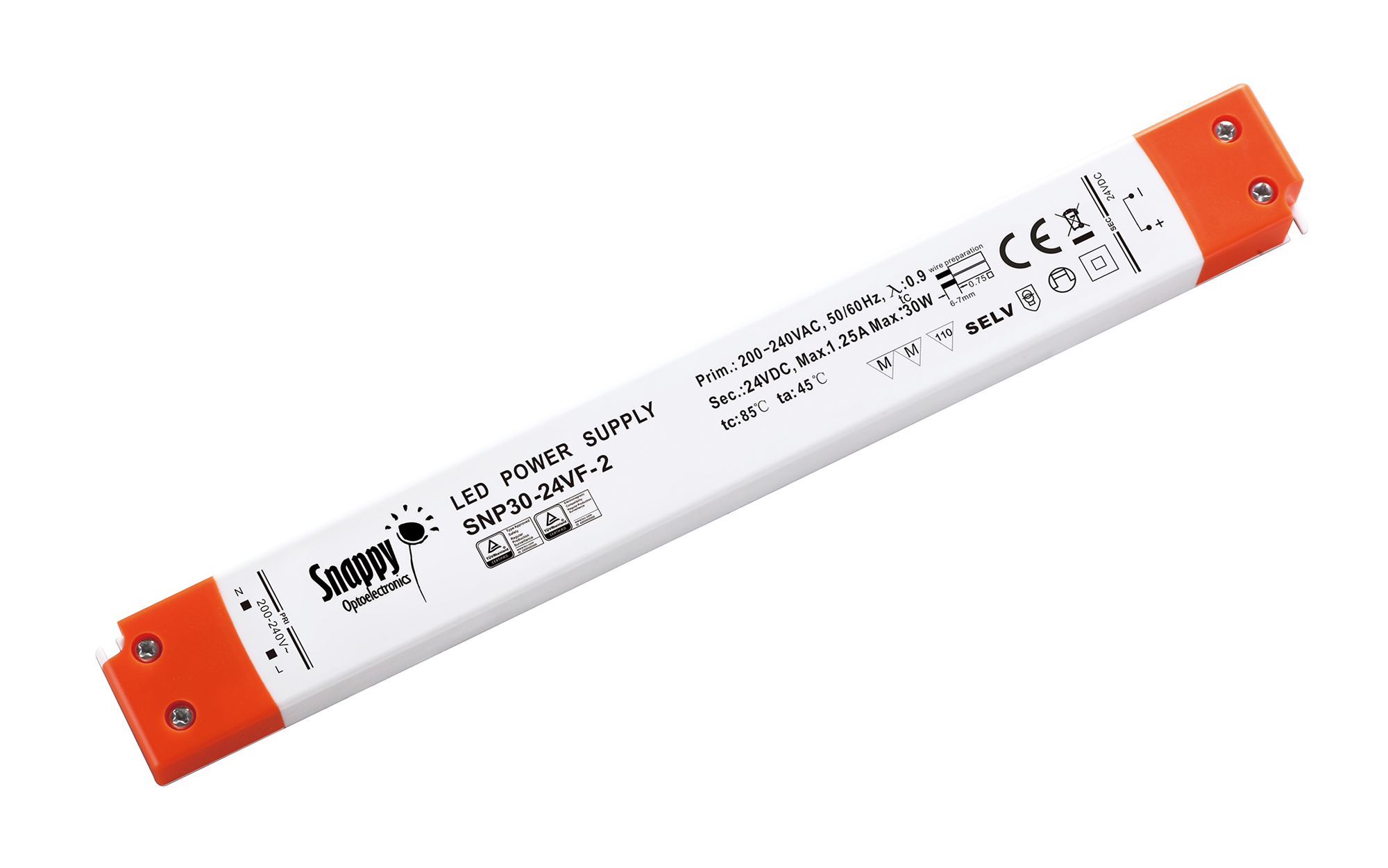 SNP, 30W, Constant Voltage Non-Dimmable PC LED Driver, 24VDC,IP20, Screw Connection, 5 yrs Warranty.