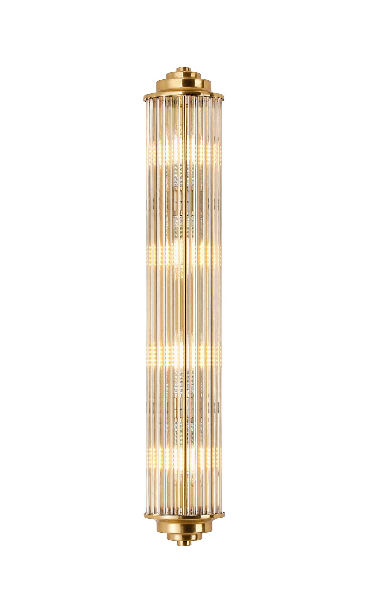 Sogno 4 Light Glass Rod Wall, G9, IP44, Gold/Clear Glass Rods