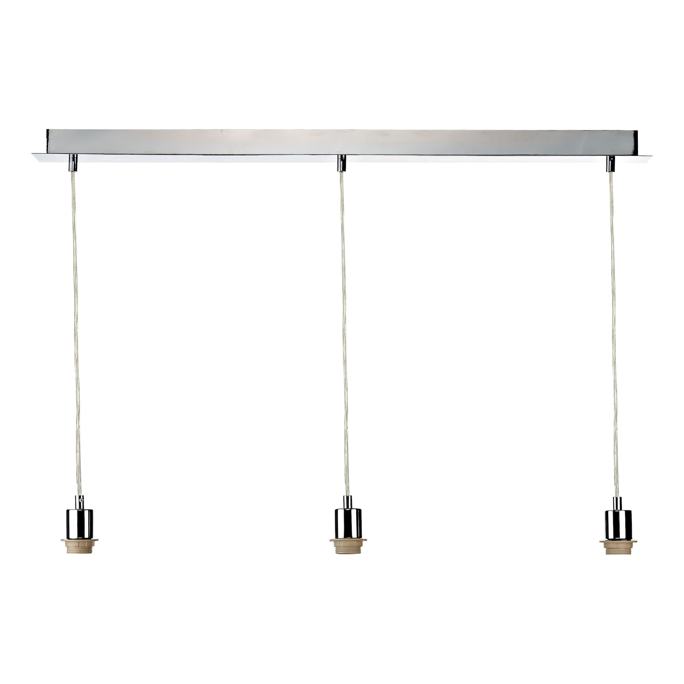 3 Light E27 Polished Chrome  Adjustable Linear Suspension With Clear Cable