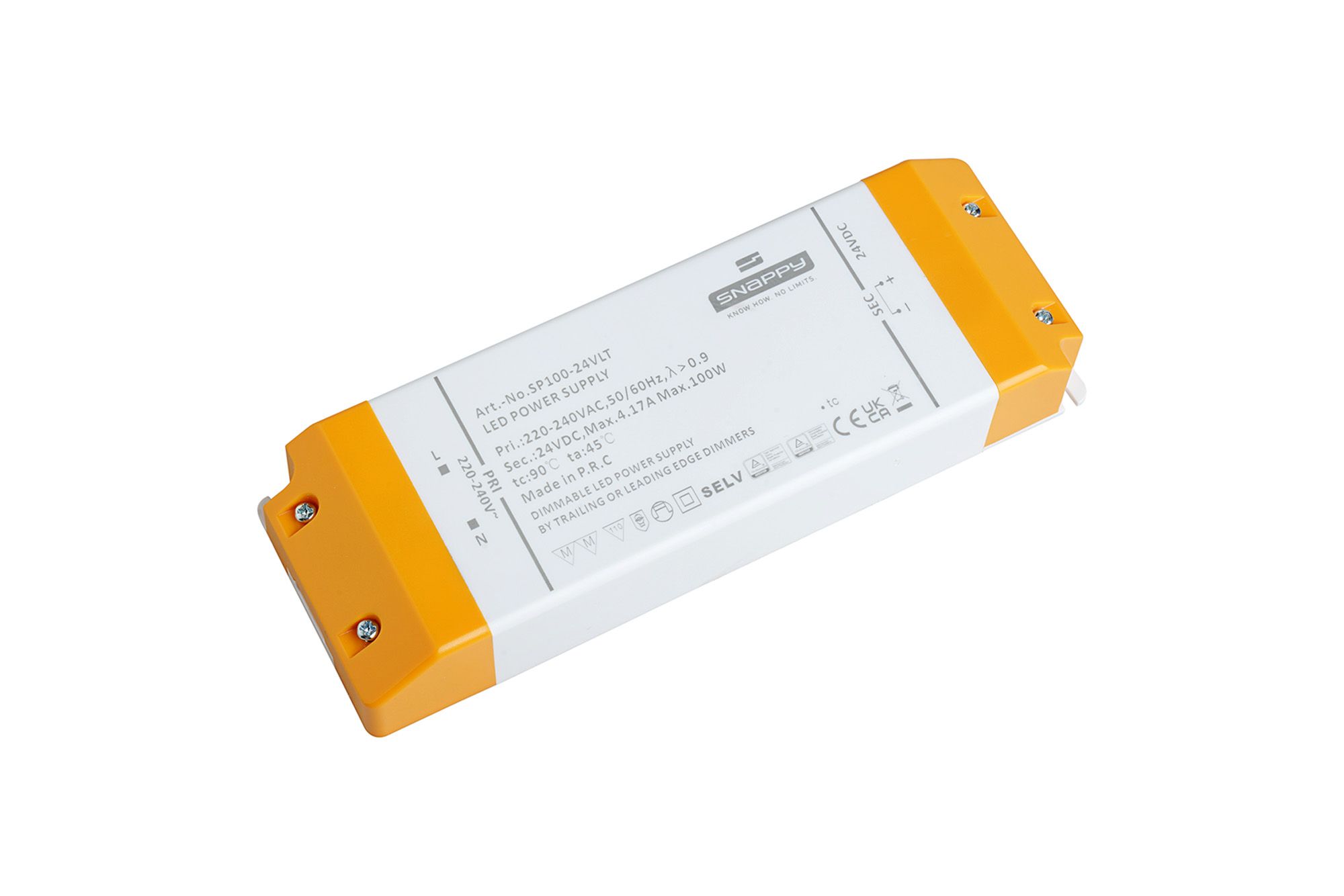 SP, 100W, Constant Voltage Triac Dimmable PC LED Driver, 24VDC, IP20, Screw Connection, 5yrs Warranty.