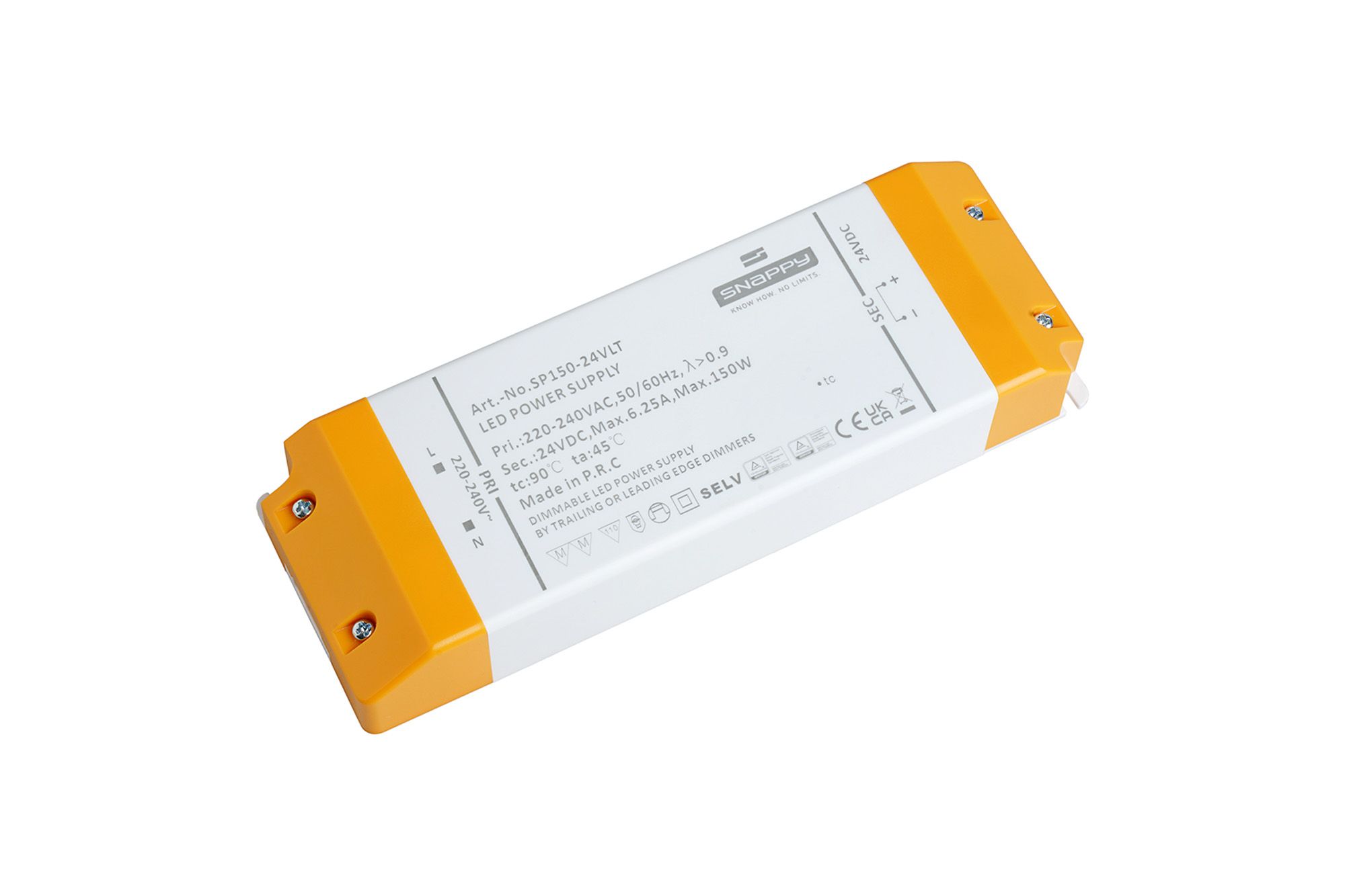 SP, 150W, Constant Voltage Triac Dimmable LED Driver, 24VDC, IP20,  Screw Connection, 5yrs Warranty.