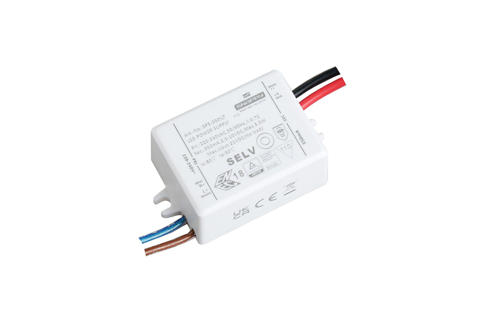 SP, 3.5W, Constant Current Triac Dimmable LED Driver, 350mA, IP20, 5yrs Warranty
