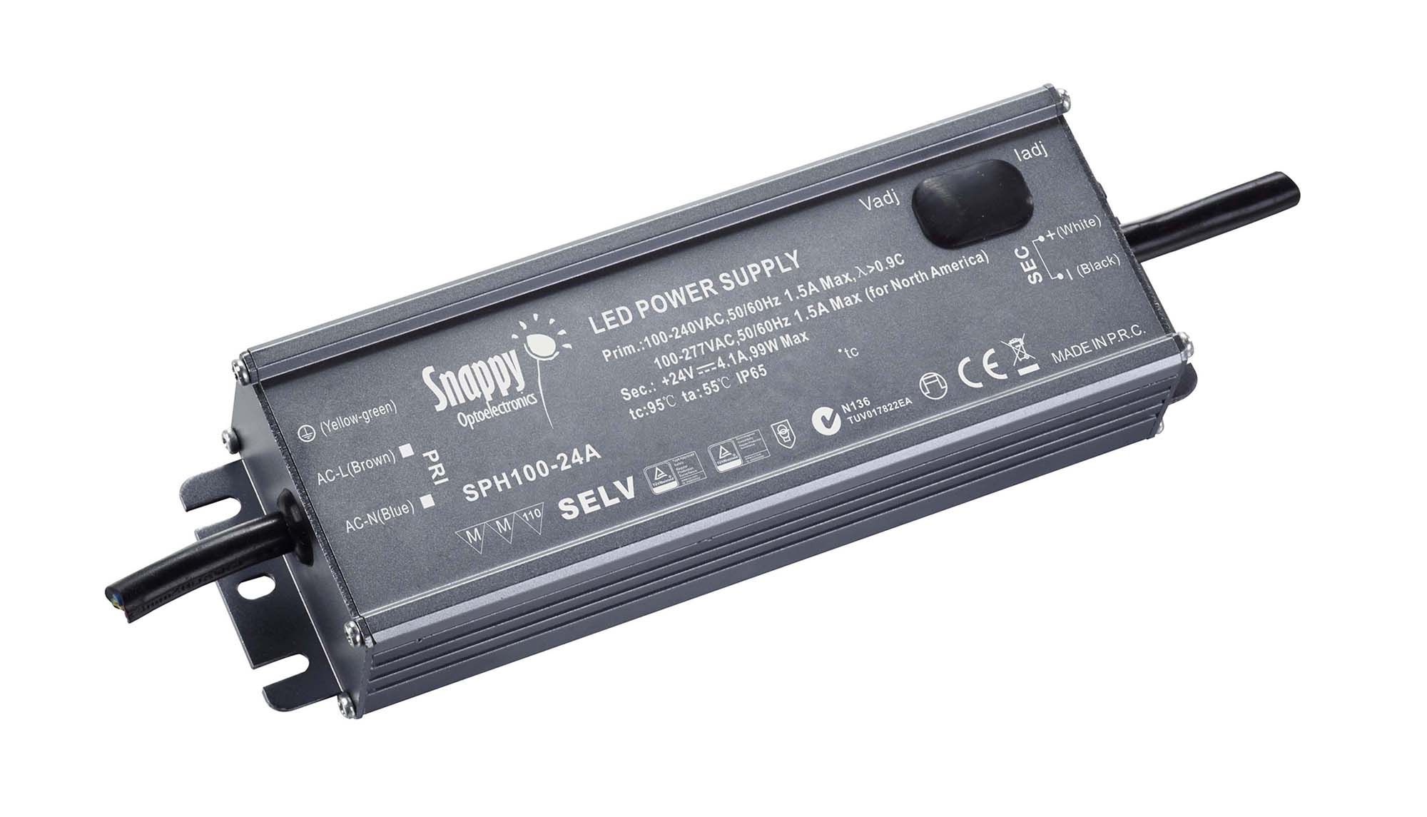 SPH, 100W, CV & CC Non-Dimmable Metal LED Driver, 24VDC, IP65, 30cm Prewired Cable, 5 yrs Warranty