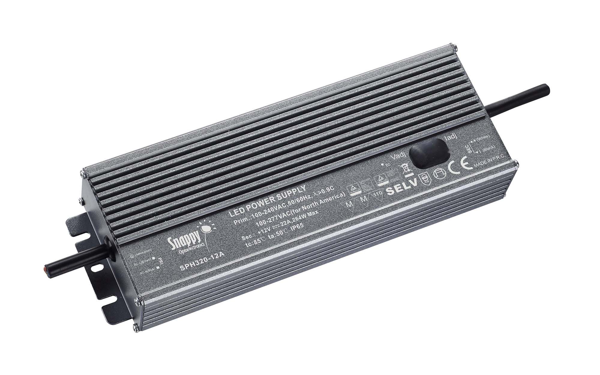 SPH, 320W, CV & CC Non-Dimmable Metal LED Driver, 12VDC,  IP65, 30cm Prewired Cable, 5 yrs Warranty