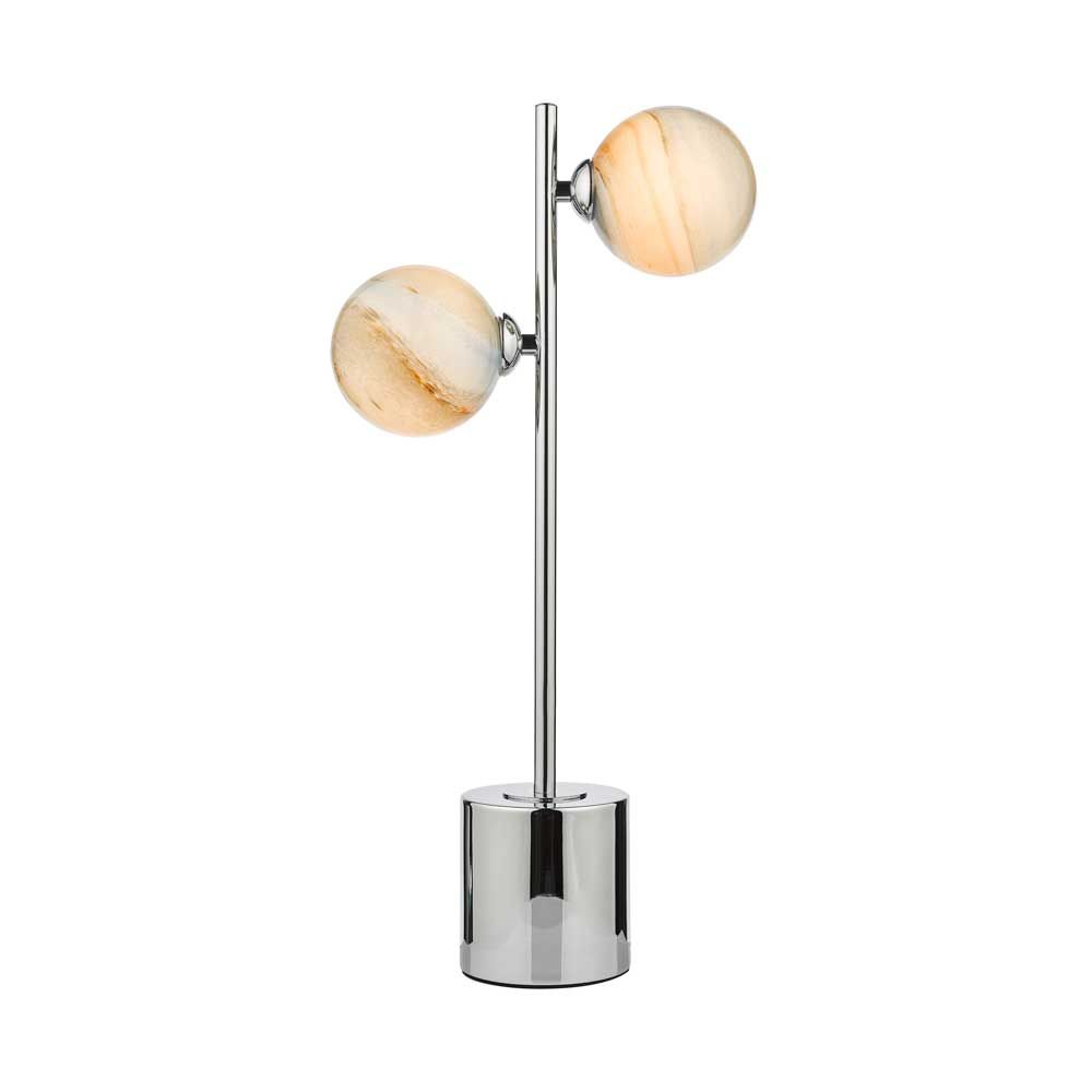 Chilacayote 2 Light G9 Polished Chrome Table Lamp C/W Inline Switch C/W Large Planet Style Glass Shades