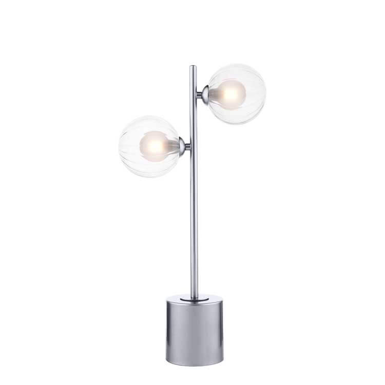 Chilacayote 2 Light G9 Polished Chrome Table Lamp C/W Inline Switch C/W 12cm Opal & Clear Ribbed Glass Shades