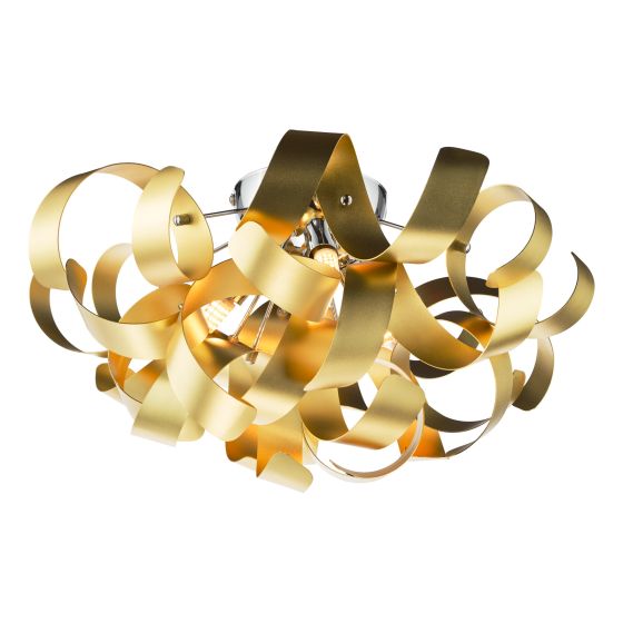 Bonete 4 Light G9 Polished Chrome Ceiling Fitting With Gold Ribbins